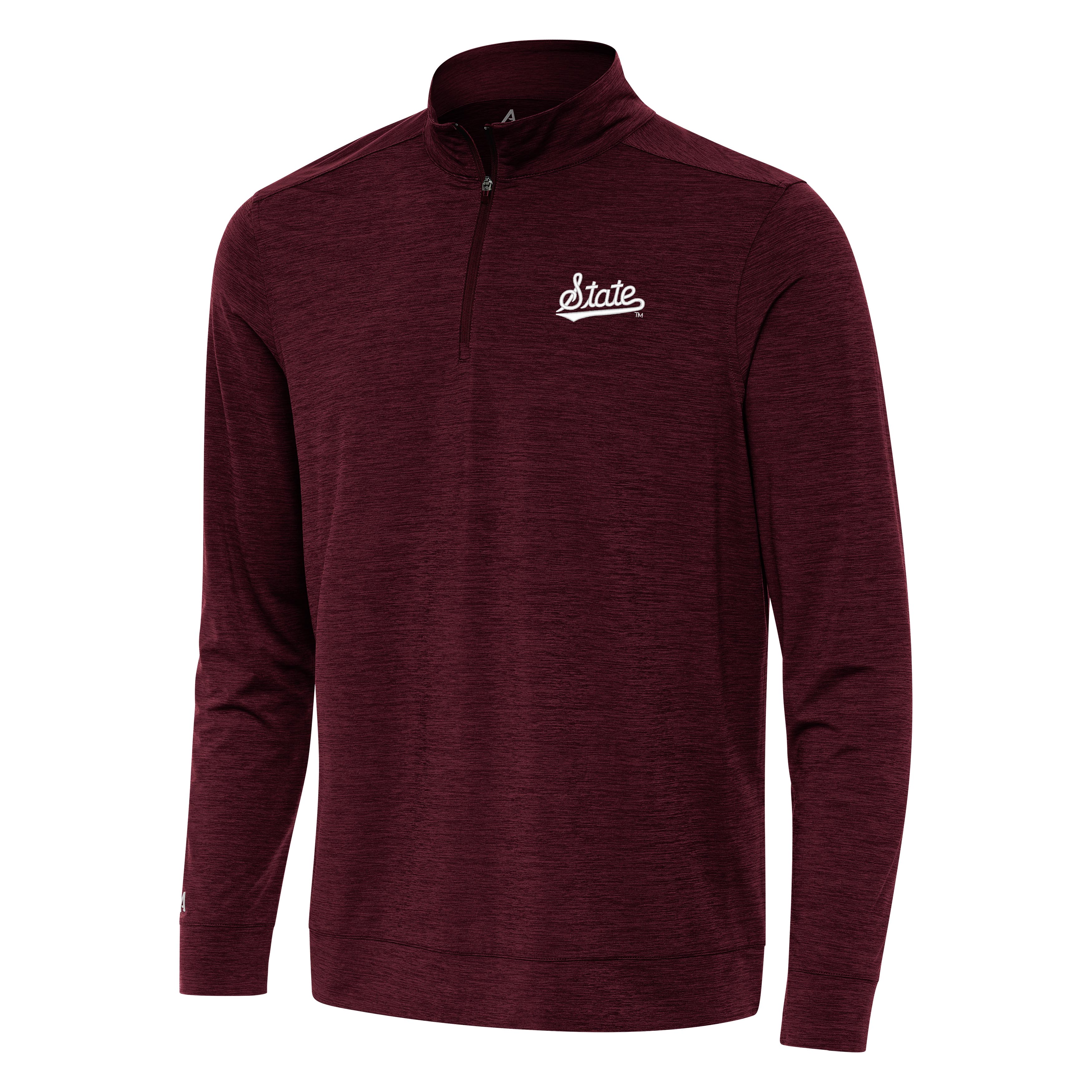Antigua Maroon 1/4 Zip Mock with State Script