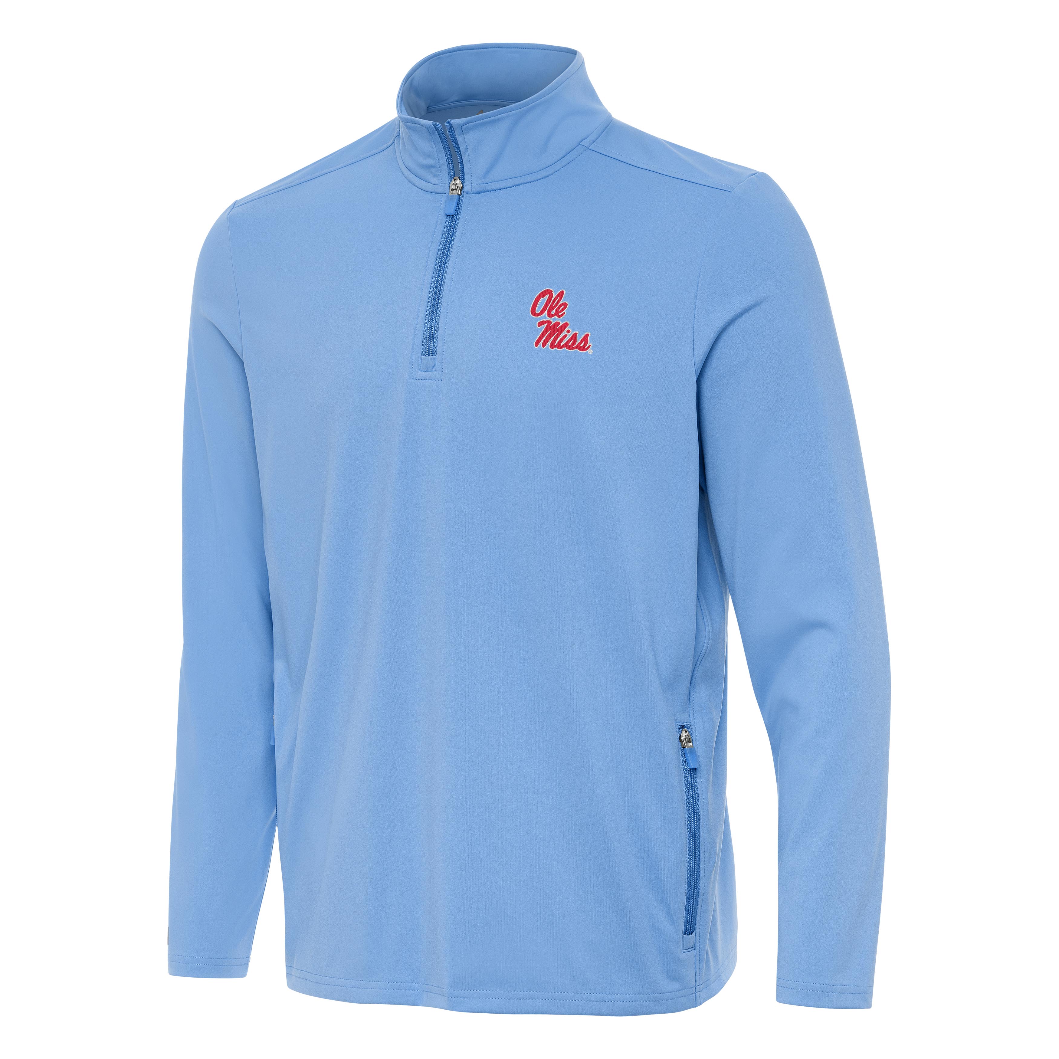 Antigua Men’s Perilous Powder Blue 1/4 Zip with Stack Script