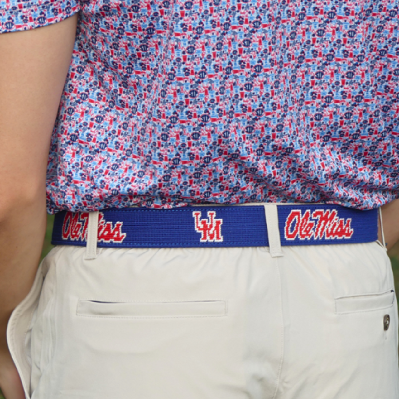 Ole Miss Navy Needlepoint Belt