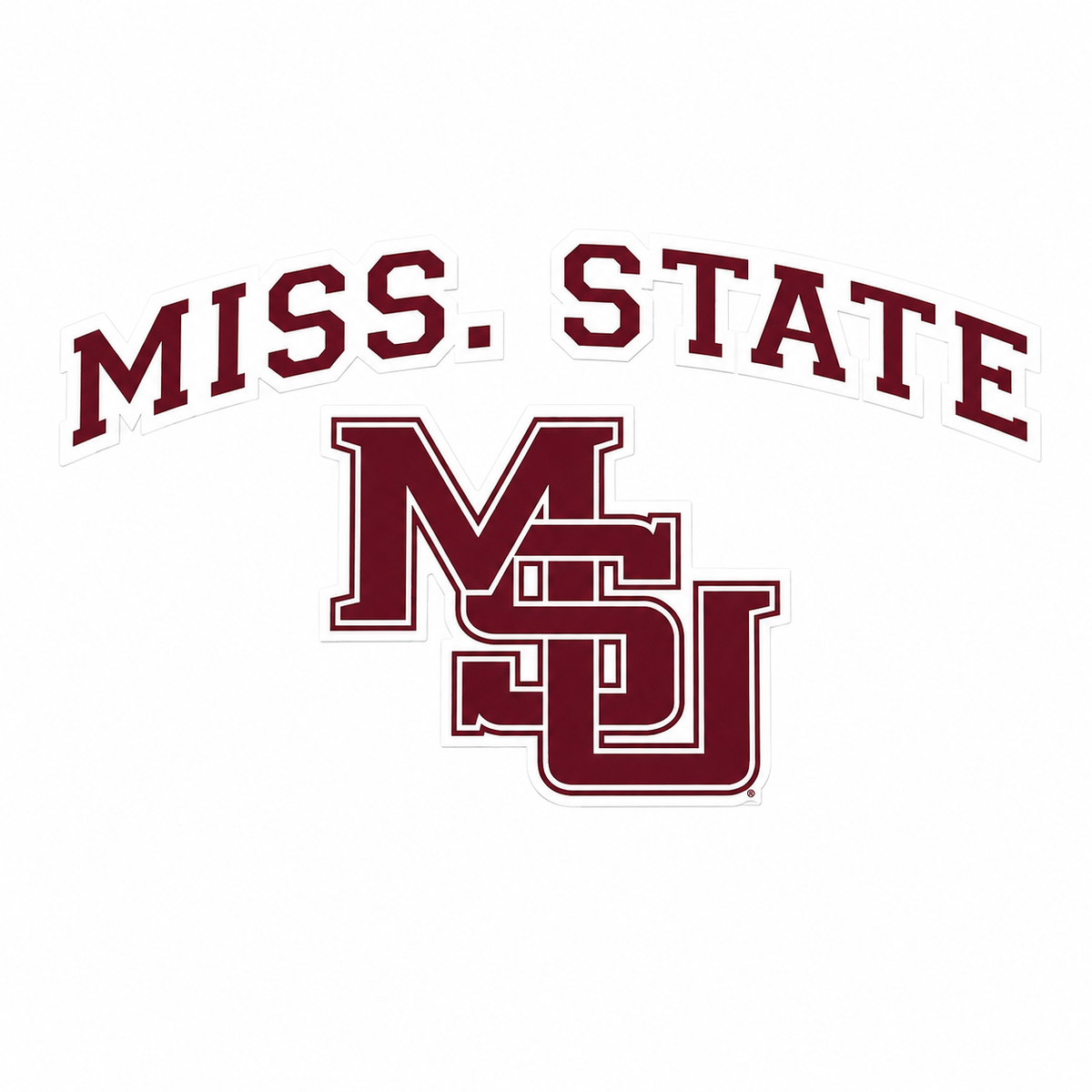 6" MIss. State Arch with Vault MSU interlocking sticker