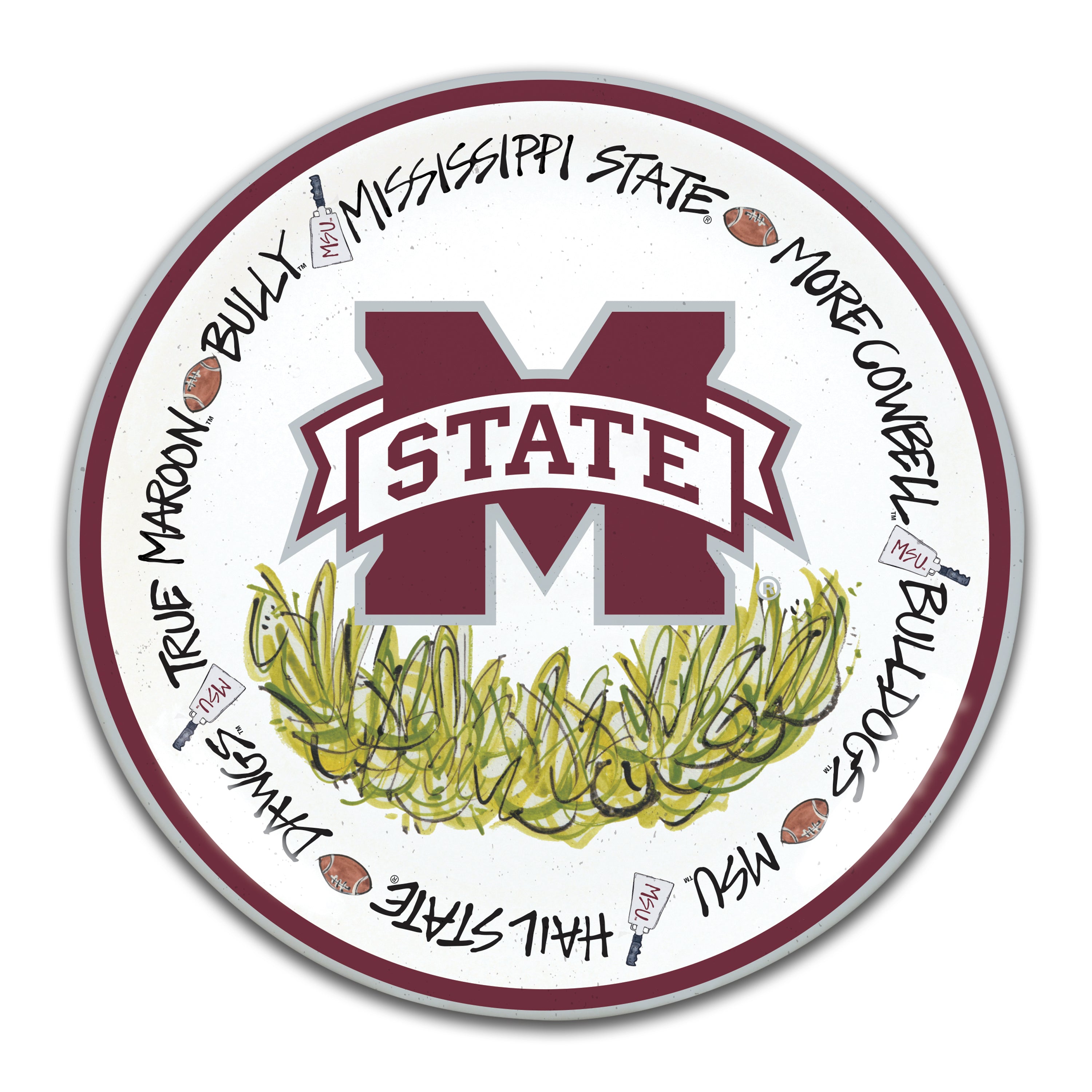 Magnolia Lane Mississippi State Set of 4 Melamine Dinner Plates