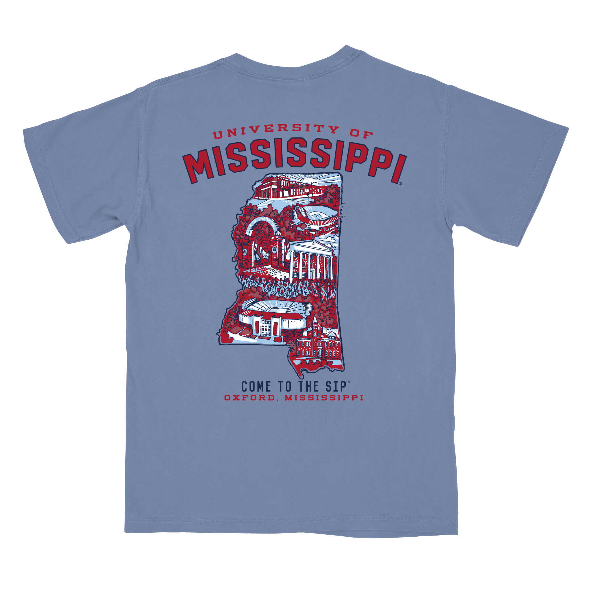 Comfort Color Ole Miss Campus Collage Tee