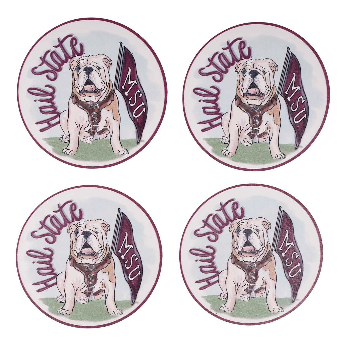 Mississippi State Mascot Vinyl Coaster Set - 4