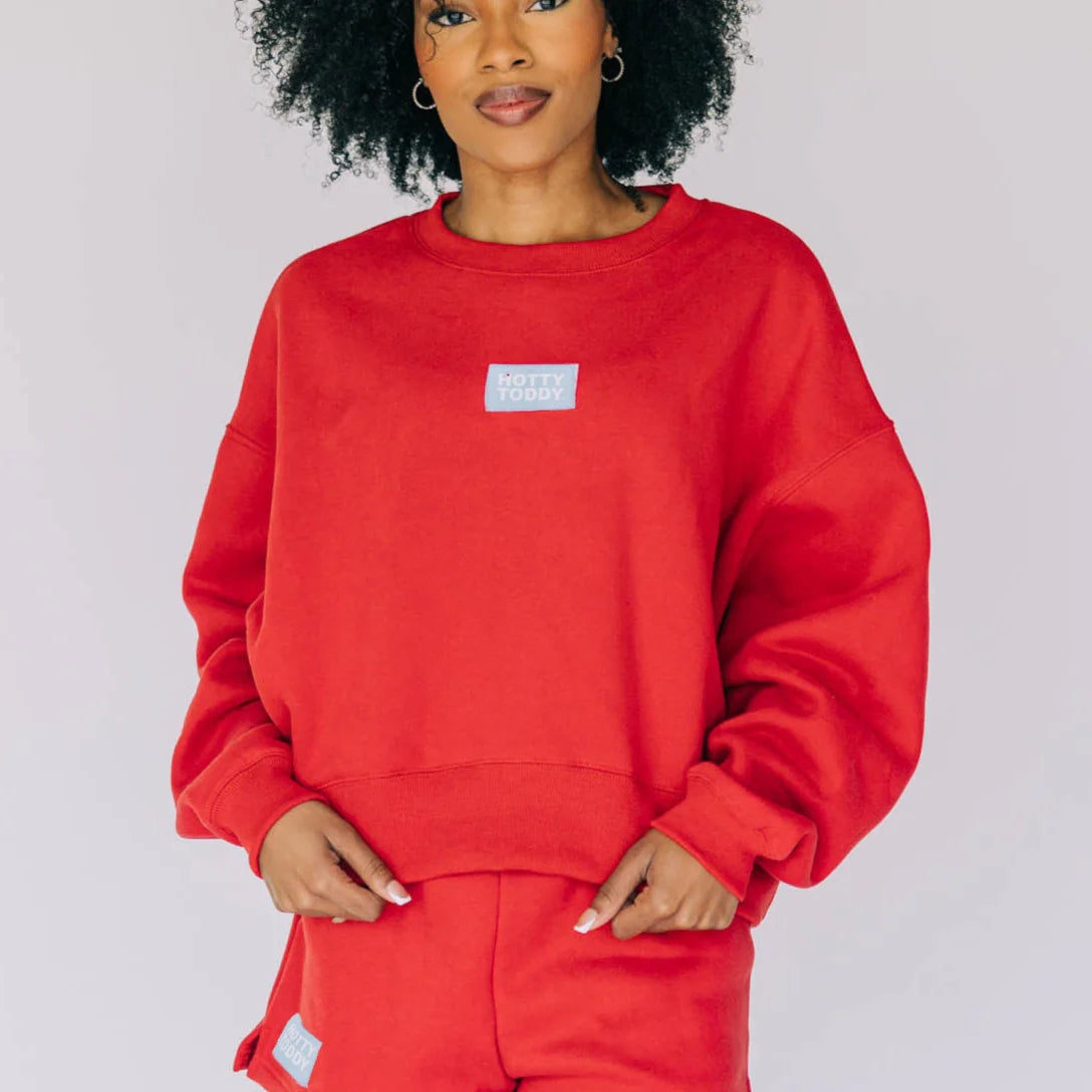 The Becca- Red- Crewneck Hotty Toddy Woven Patch