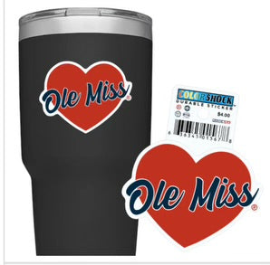 Color Shock Ole Miss Heart Sticker