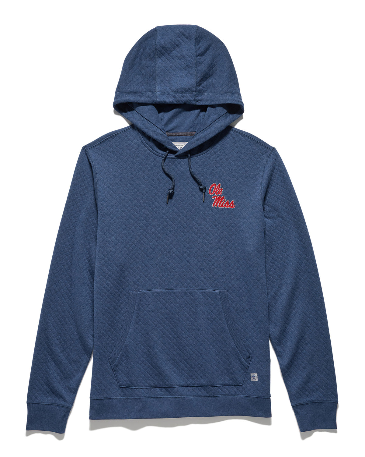 Flag and Anthem Ole Miss Quilted Hooded Pullover - Navy with Stack Script