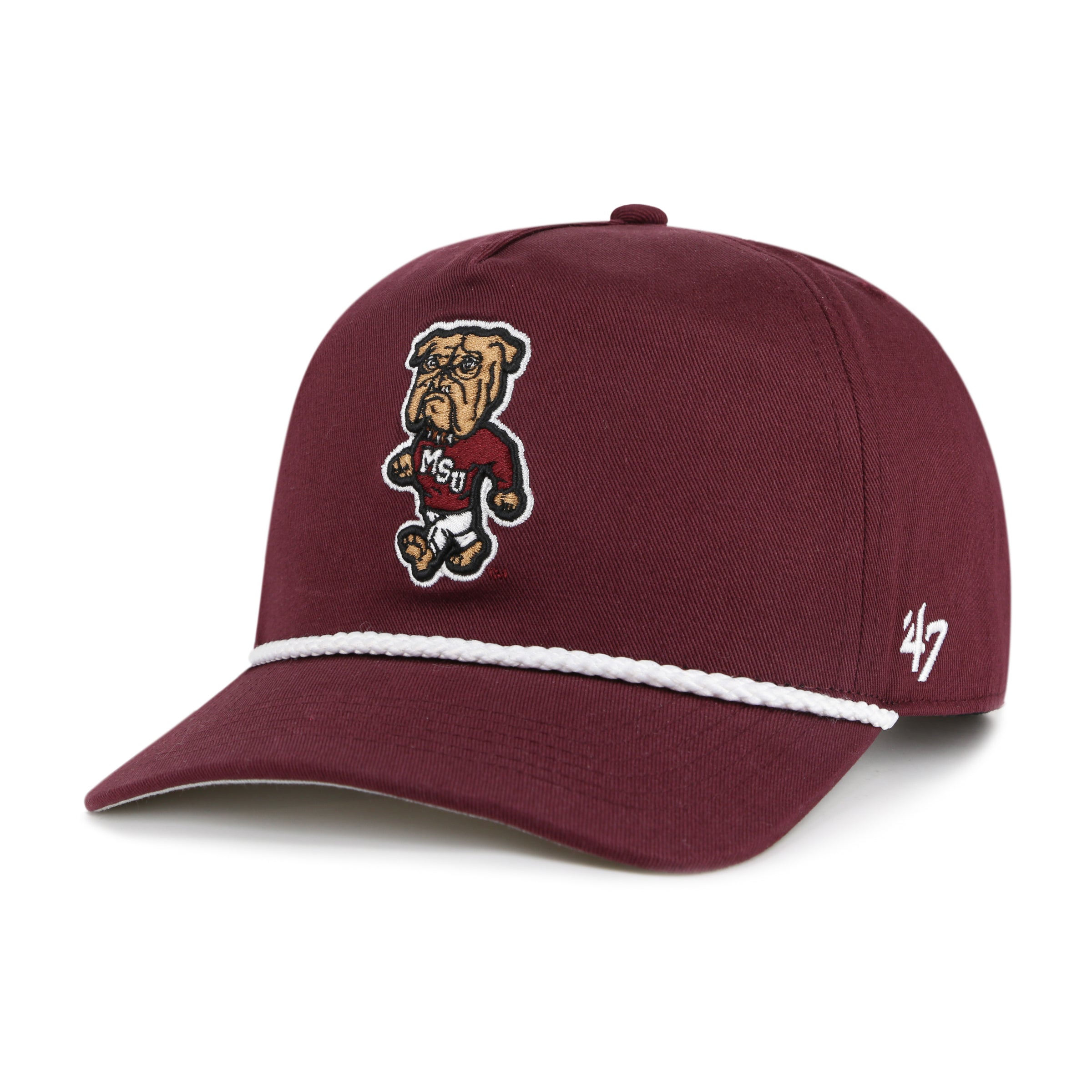 Mississippi State 47 Brand "Hitch" Rope Hat - Maroon with Walking Bully