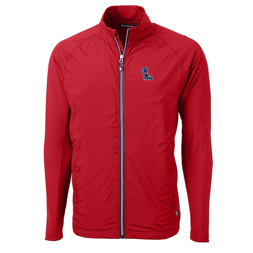 Ole Miss Cutter & Buck Red Adapt Eco Full Zip