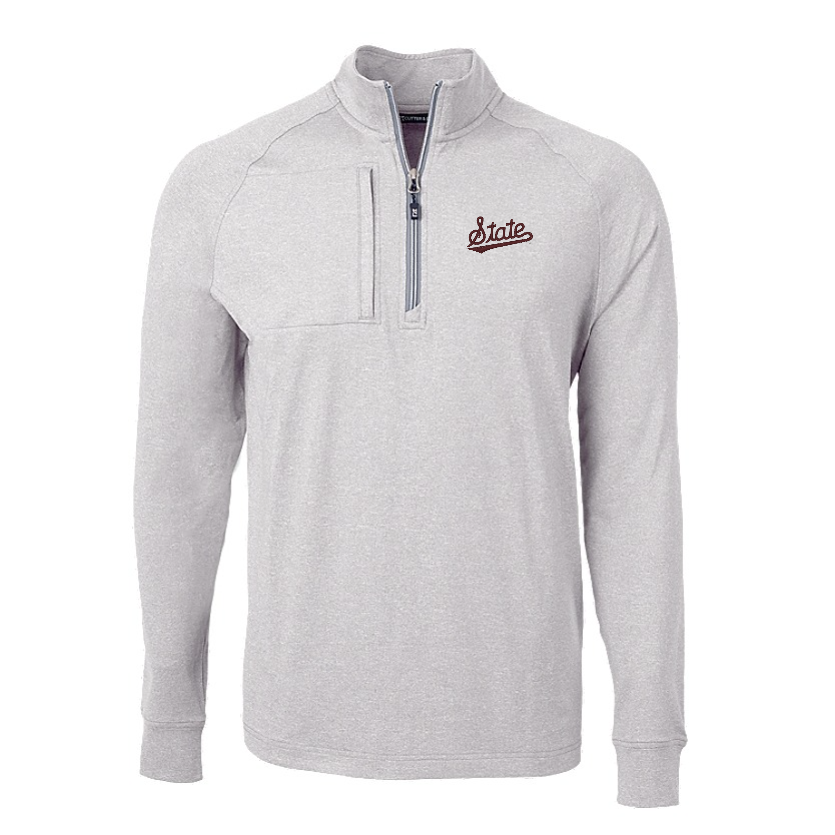 Mississippi State Cutter & Buck Adapt Eco Grey Heather 1/4 Zip
