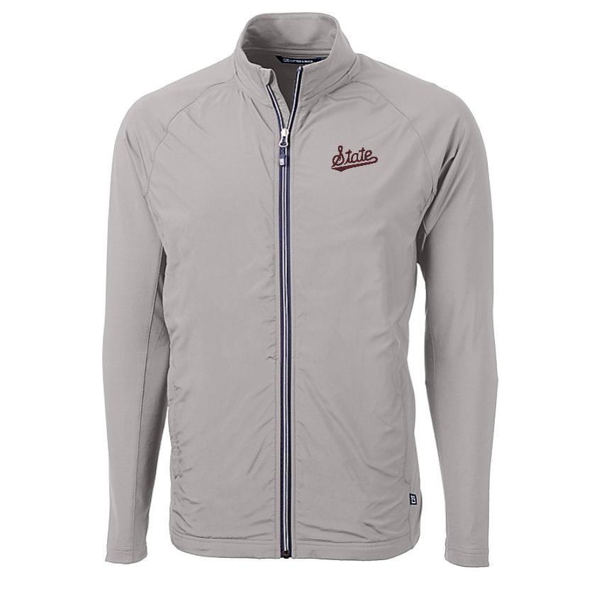 Mississippi State Cutter & Buck Adapt Hybrid Eco Knit Grey Full Zip