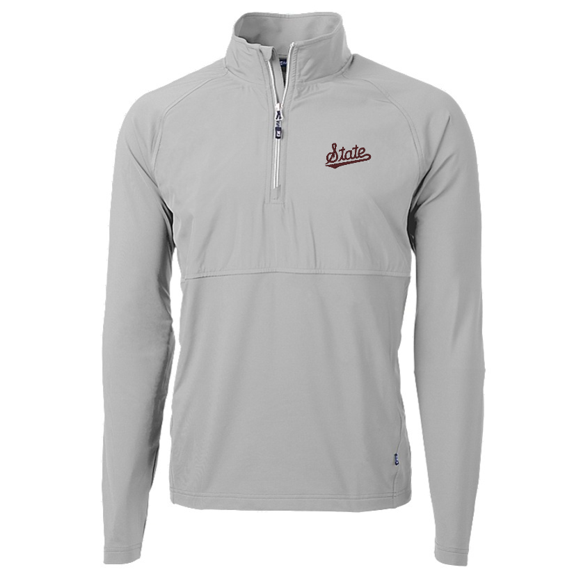 Mississippi State Cutter & Buck Adapt Hybrid Eco Knit Grey 1/4 Zip