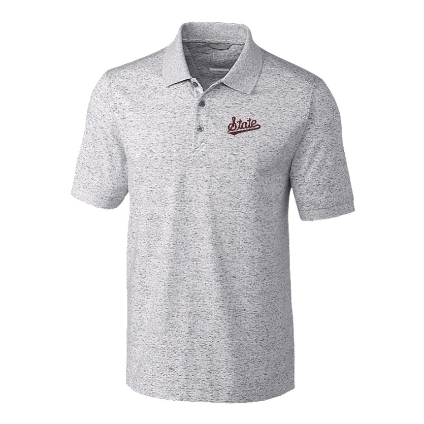 Mississippi State Cutter & Buck Advantage Tri-Blend Space Dye Grey Polo