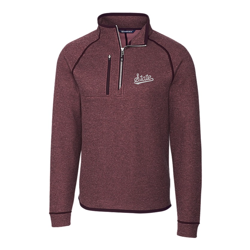 Mississippi State Cutter & Buck Mainsail Sweater-Knit Maroon Half Zip