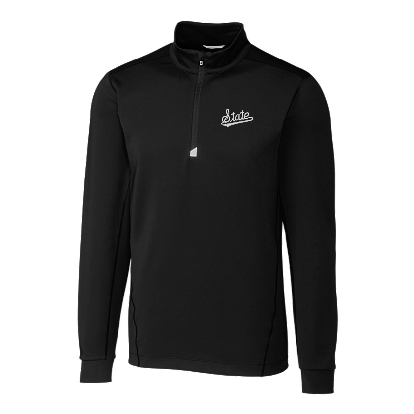 Mississippi State Cutter & Buck Traverse Stretch Black 1/4 Zip