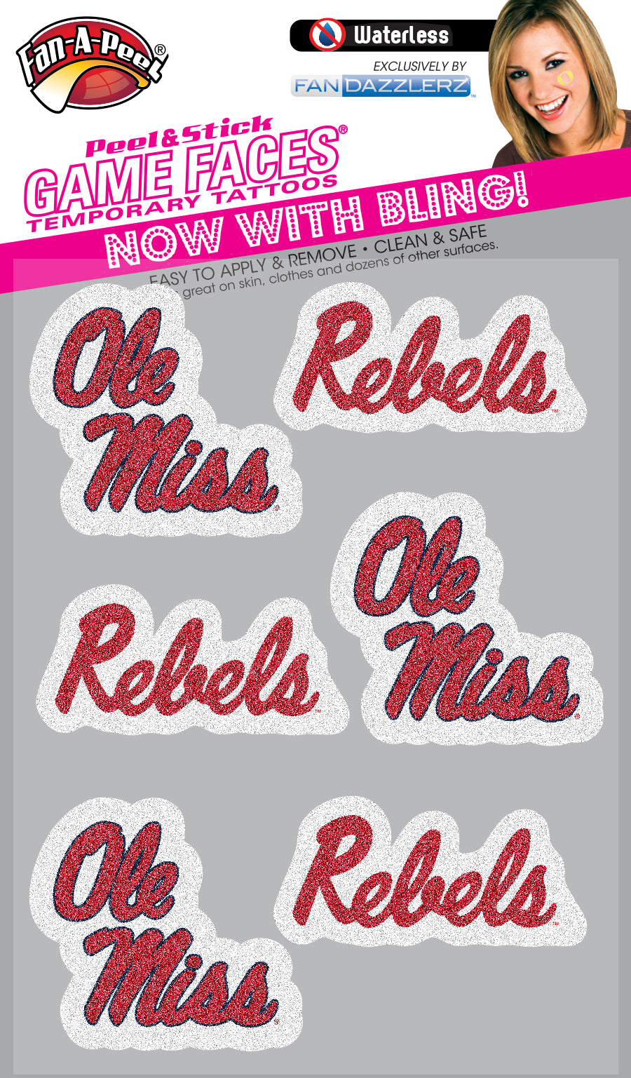 Ole Miss Rebels Glitter Tattoos