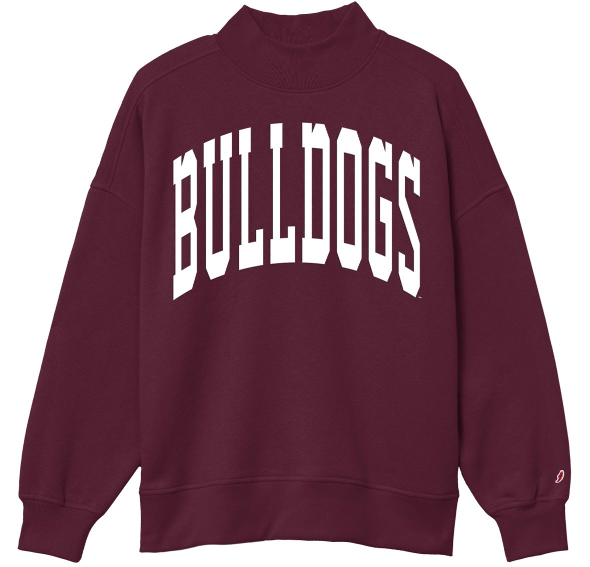 League Mississippi State "Diana" Maroon Mock Neck Sweatshirt with Puff Ink Bulldogs
