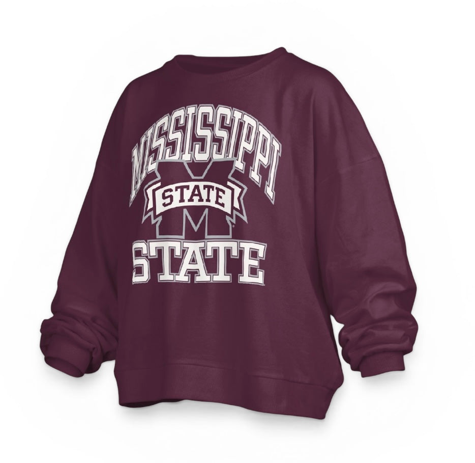 Pressbox Mississippi State "Wayne" Crewneck Blousant Oversized Sweatshirt
