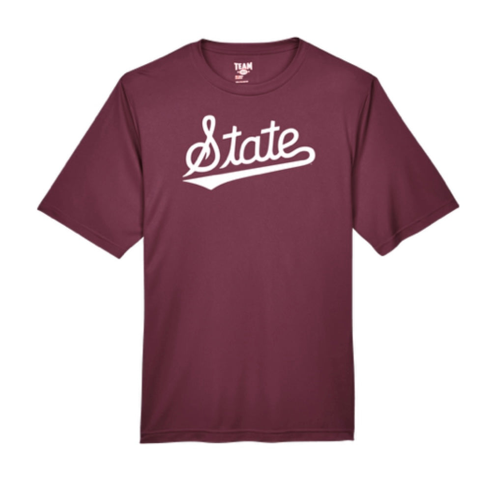 Mississippi State Adult Dri-Fit Tee - Maroon with State Script