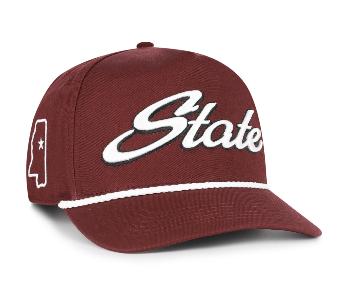 47 Hitch Maroon Rope Cap with State Script