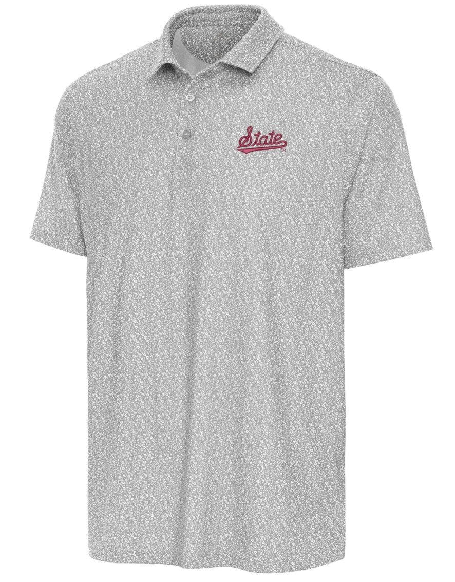 Antigua Mississippi State "Botanical" Polo with State Script