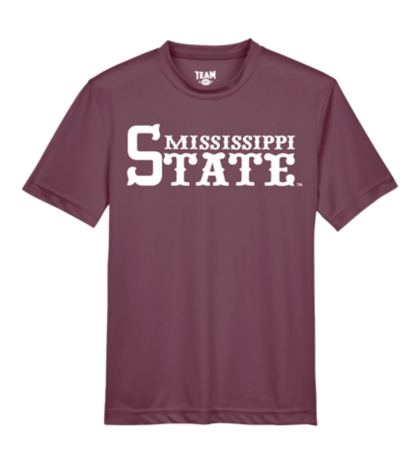 Mississippi State Youth Dri-Fit Tee - Maroon with 1985 Logo