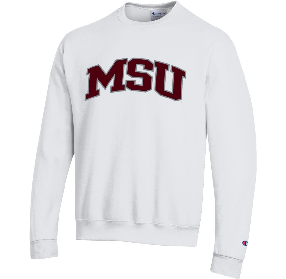 Champion Mississippi State Sweatshirt with MSU Appliqué - White