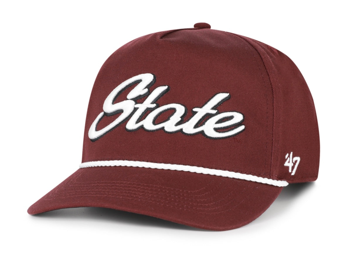 47 Hitch Maroon Rope Cap with State Script