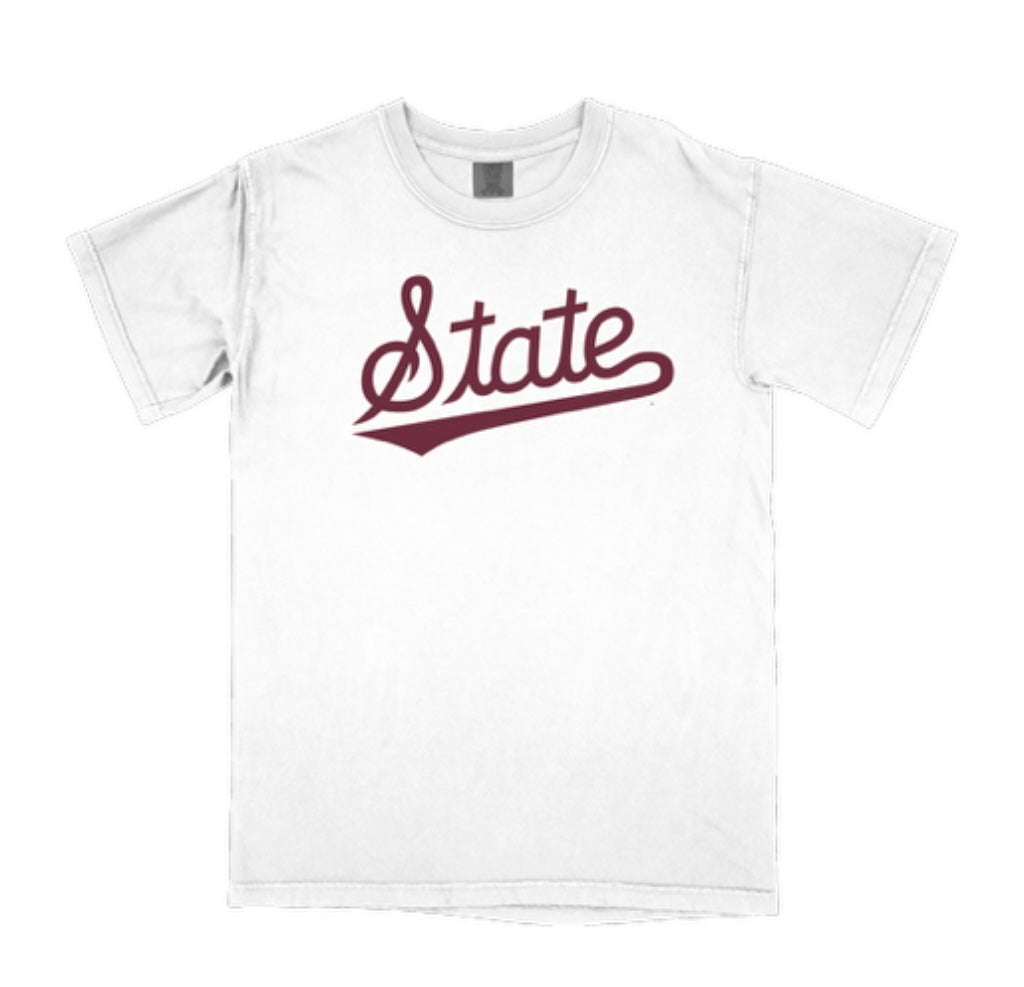 Comfort Colors white T-shirt with State Script