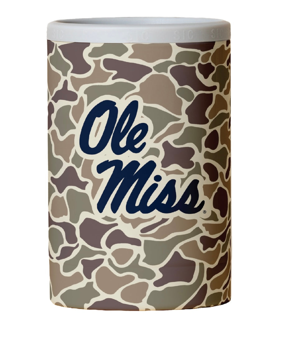 SIC Ole Miss Can Cooler - Duck Camp with Stacked Ole Miss
