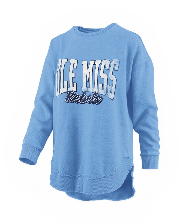 Pressbox Ole Miss "Tacoma" Rounded Bottom Hi-Lo Sweatshirt