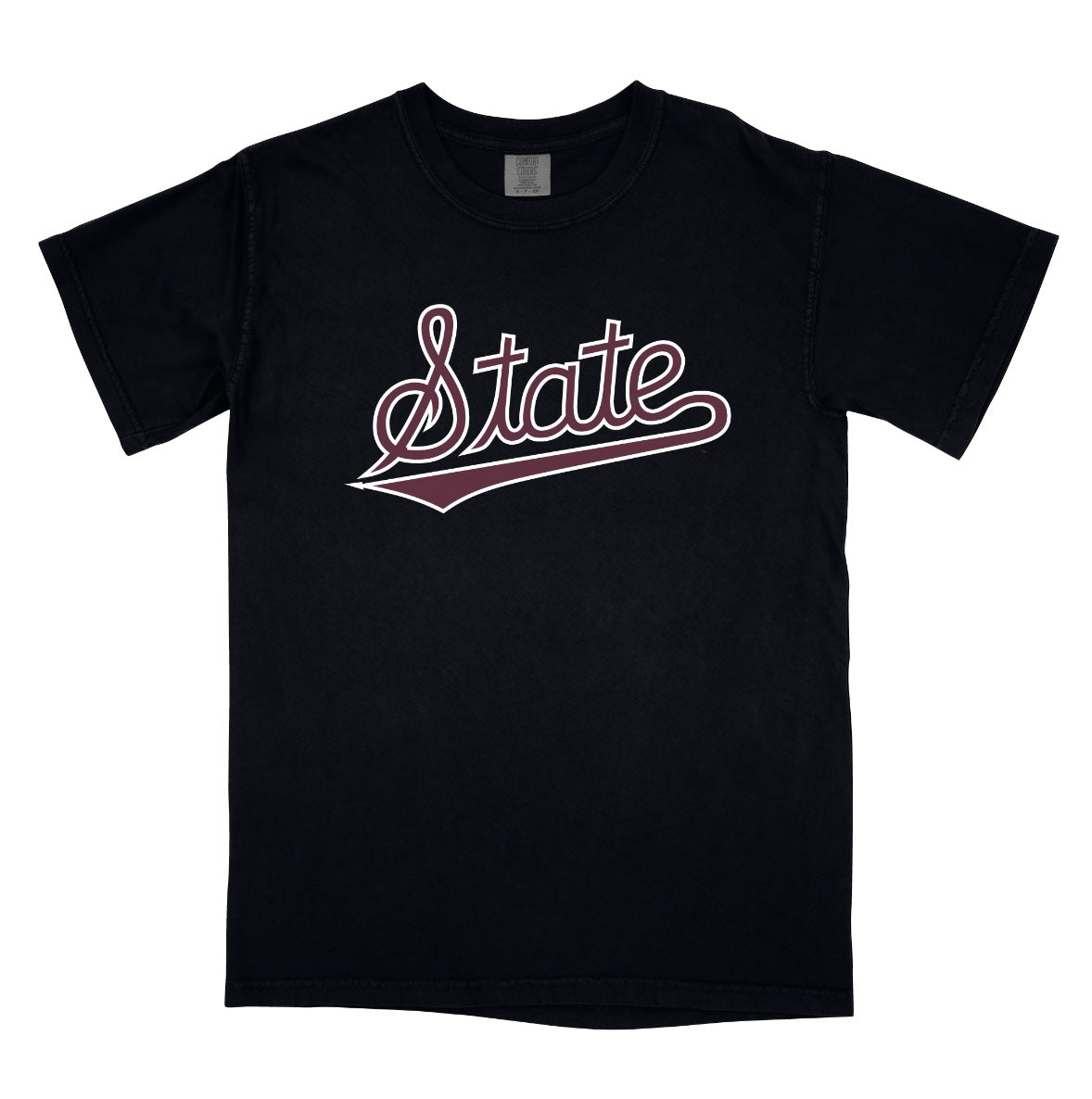 Comfort Color Mississippi State Tee - Black with State Script
