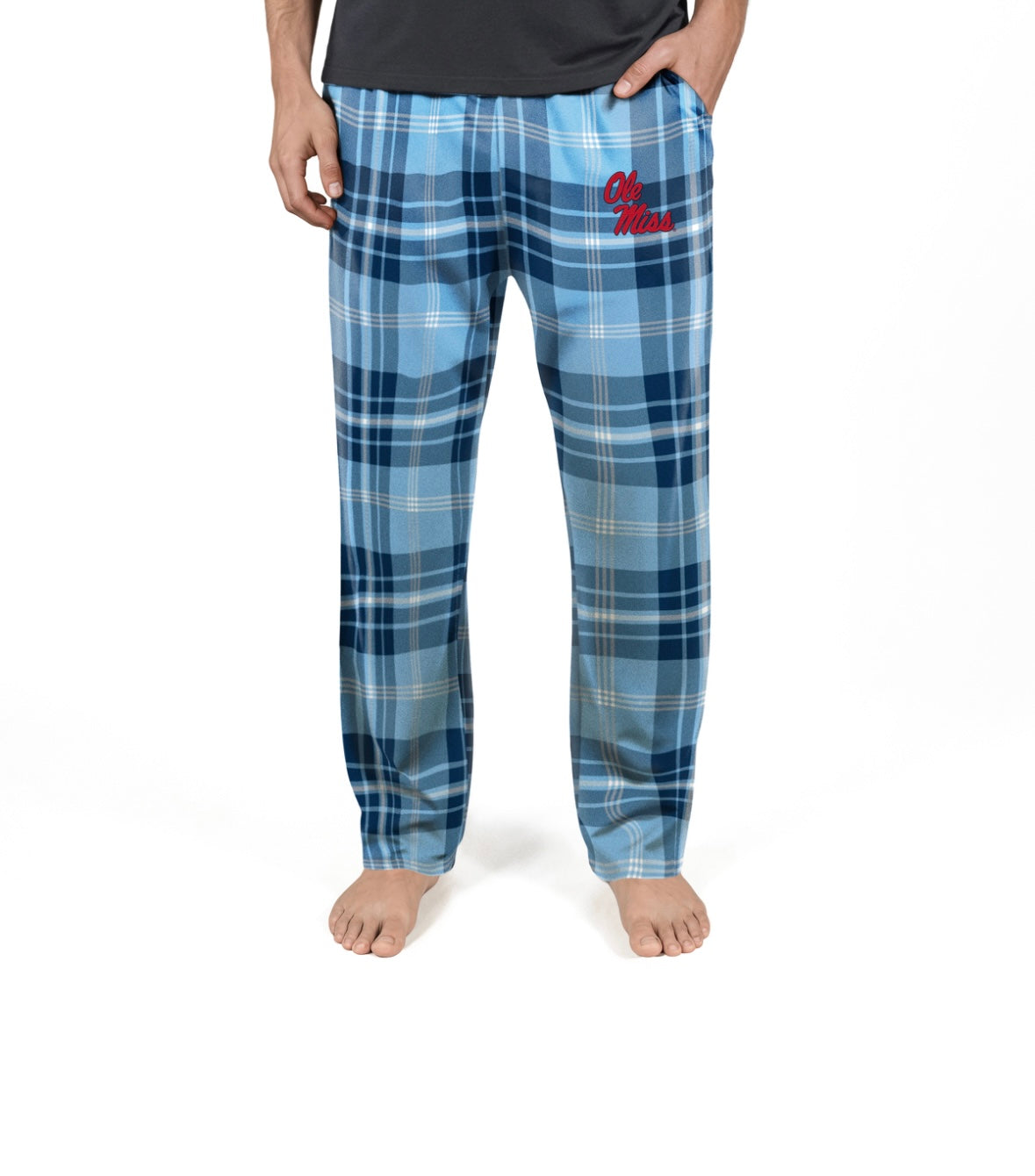 Ole Miss Mens Peak Flannel PJ Pant - Powder Blue