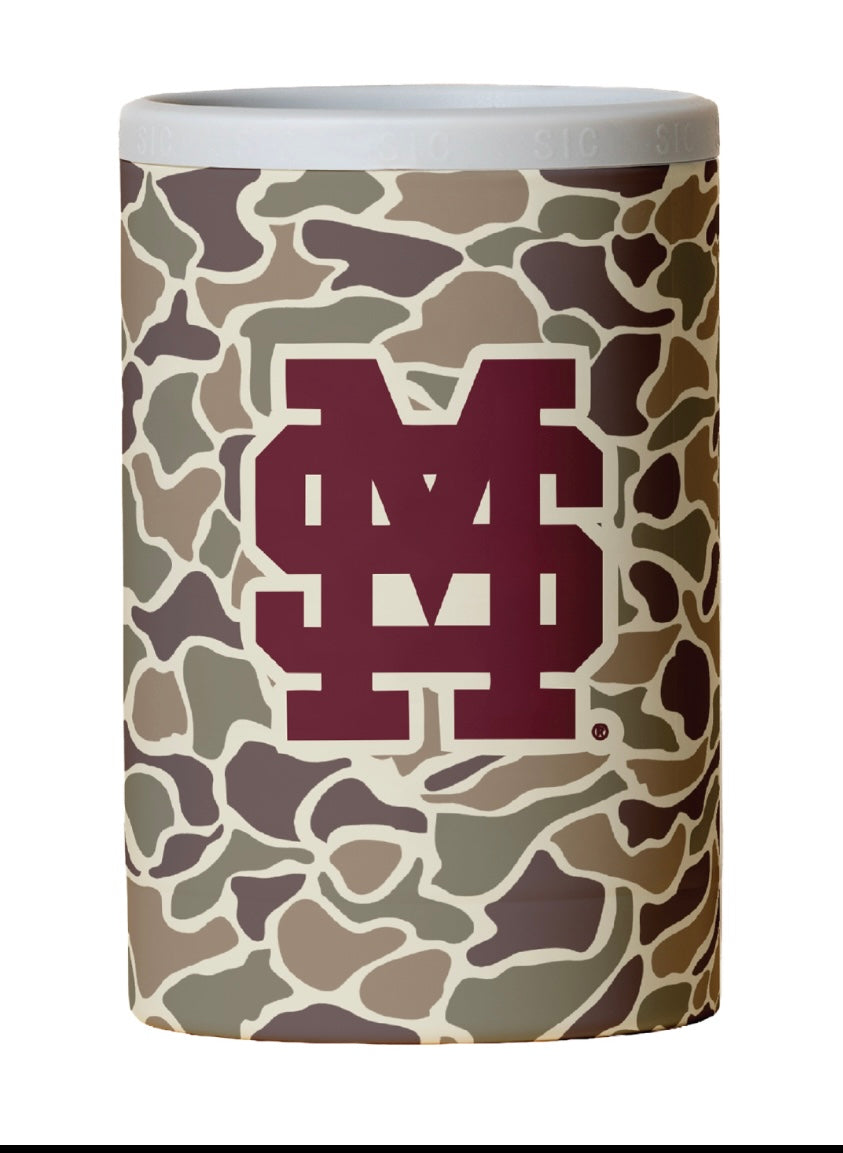 SIC Mississippi State Can Cooler - Duck Camo with M Over S