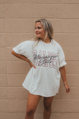 Gameday Social Owens Outline Oversized Band Tee MS State