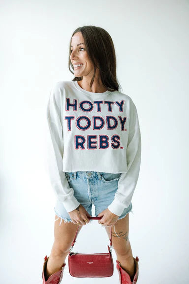 Gameday Social Hotty Toddy Chenille Cropped Raw Edge Sweatshirt