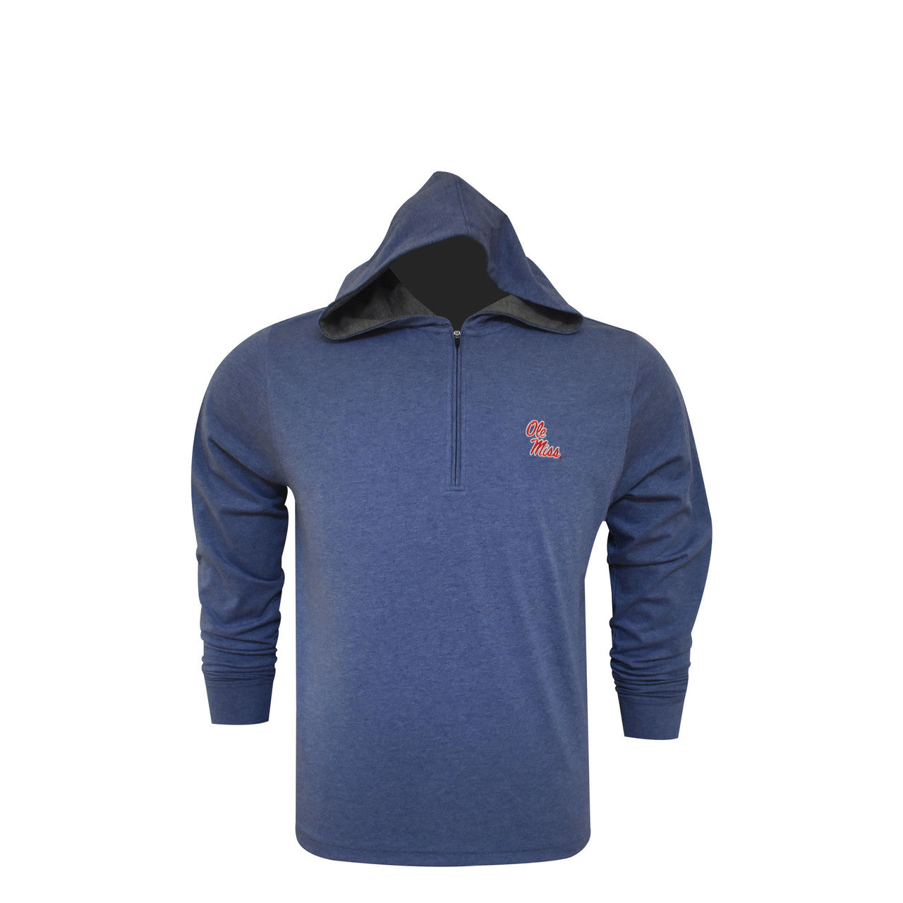 Ole Miss Horn Legend Navy Hooded 1/4 Zip