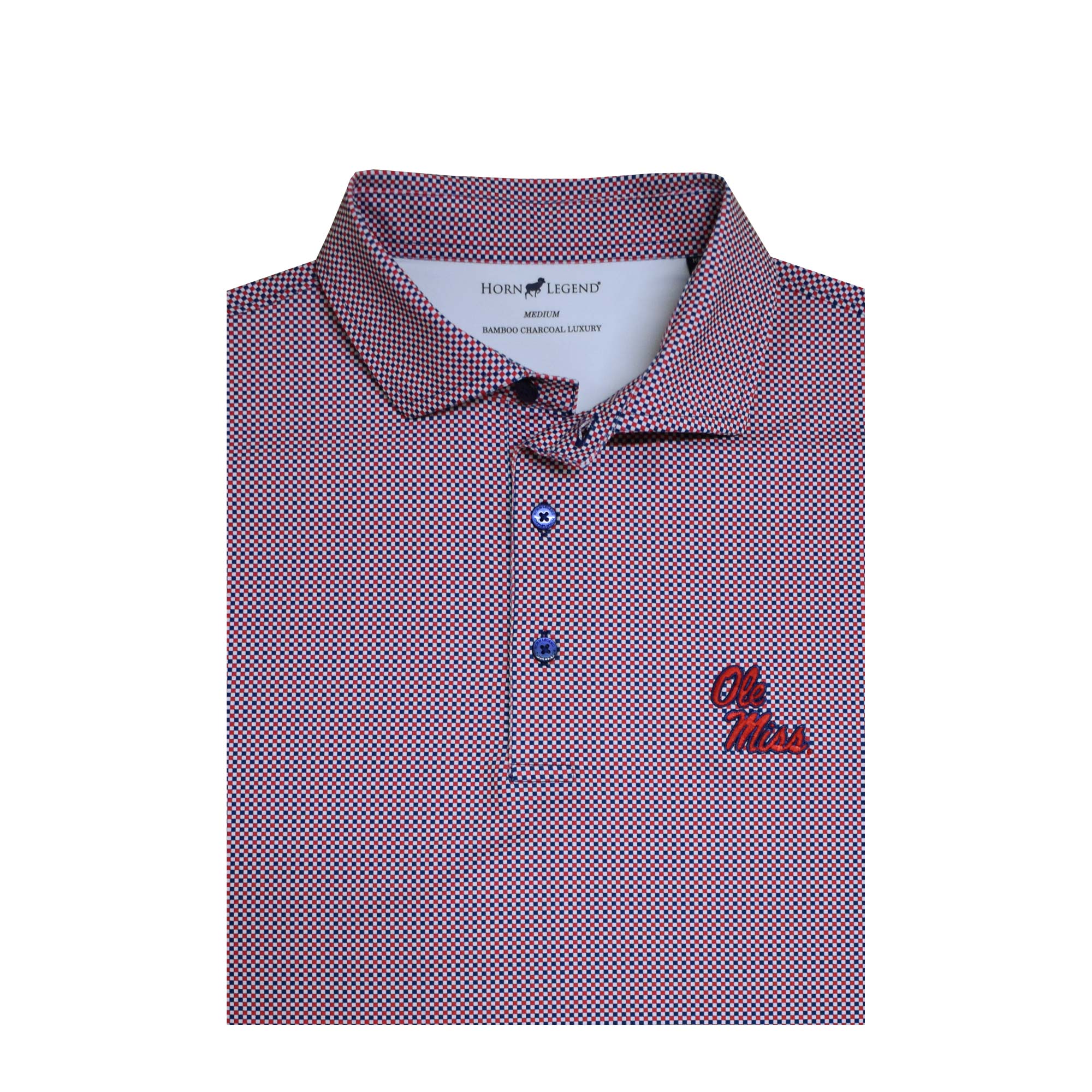 Horn Legend Particolored Gingham Polo Navy/Red