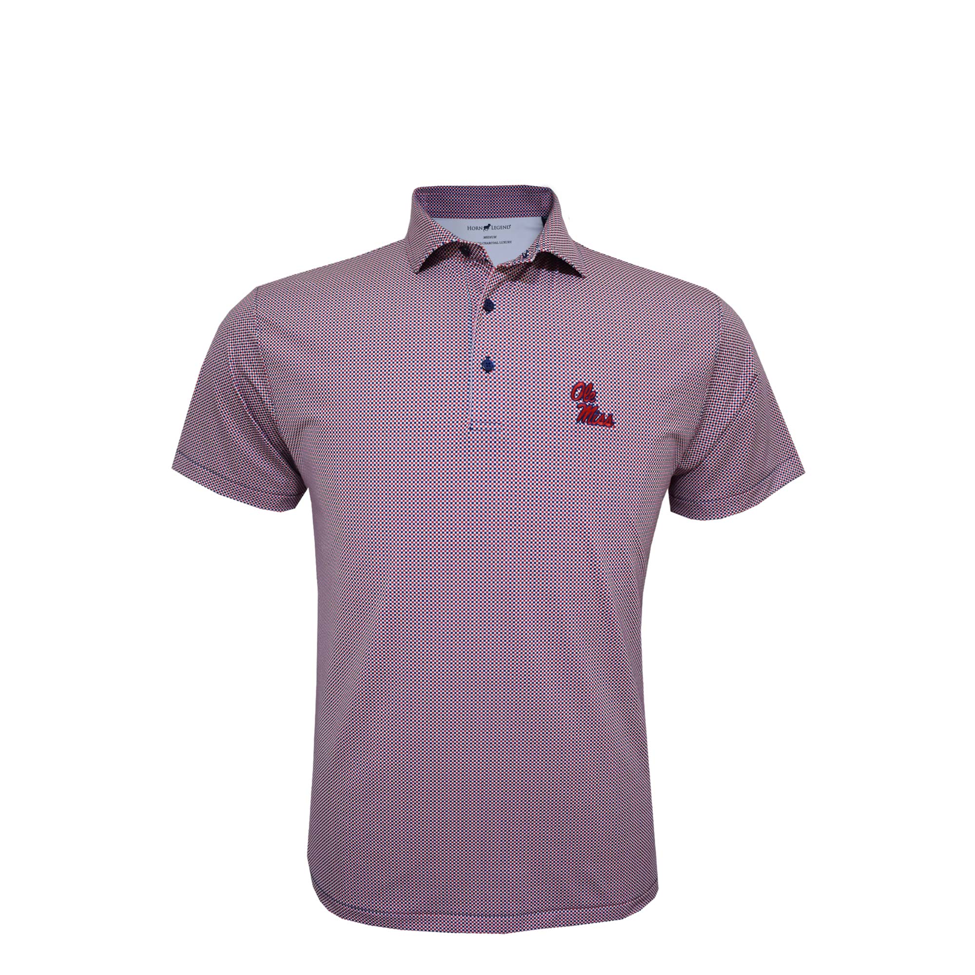 Horn Legend Particolored Gingham Polo Navy/Red