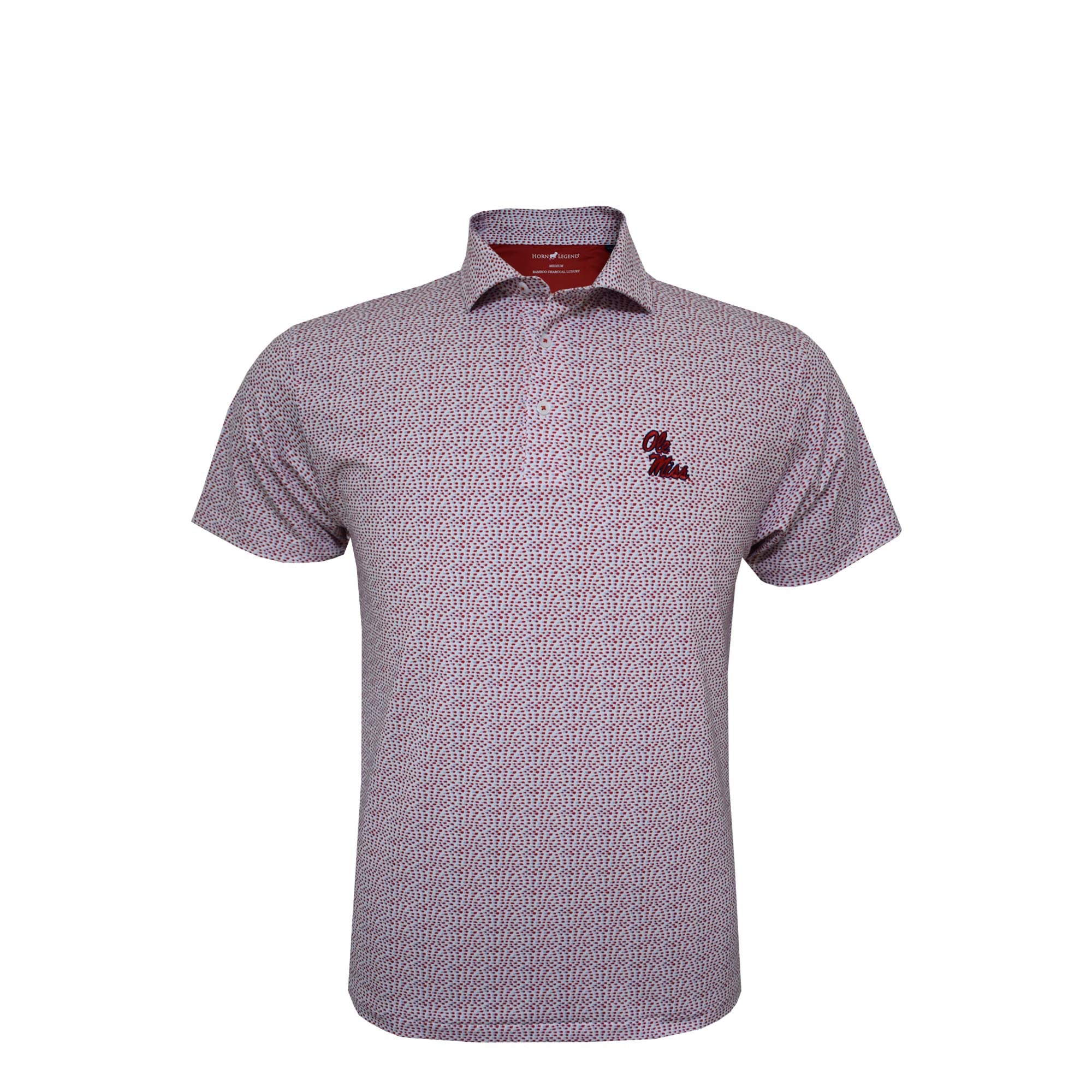 Ole Miss Horn Legend Speckled Red/Powder Blue Polo