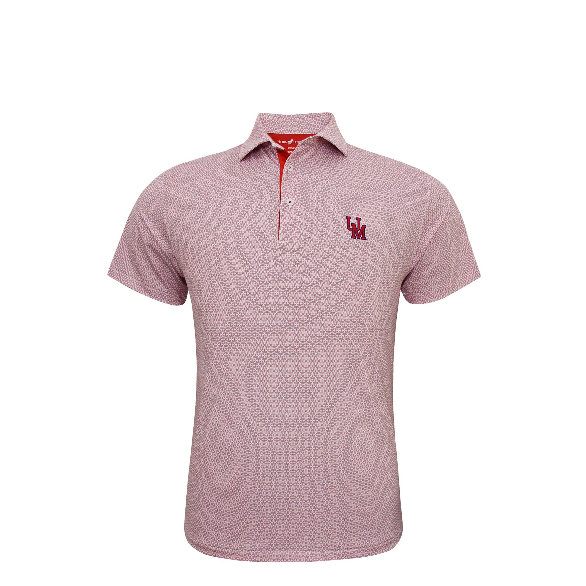 Horn Legend Red, White, Blue Square Patterned UM Polo