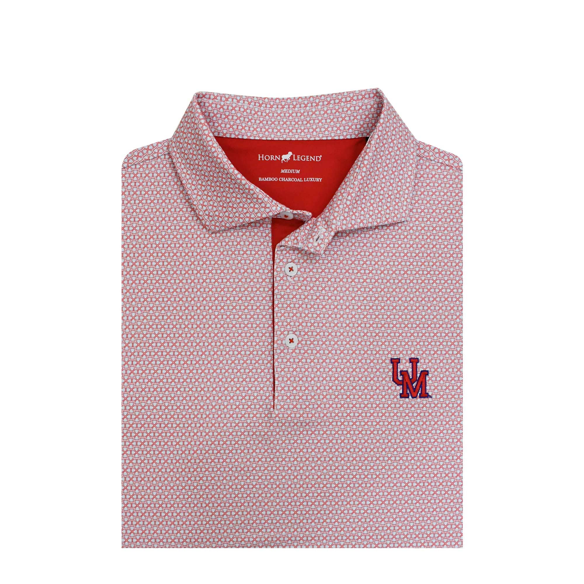 Horn Legend Red, White, Blue Square Patterned UM Polo