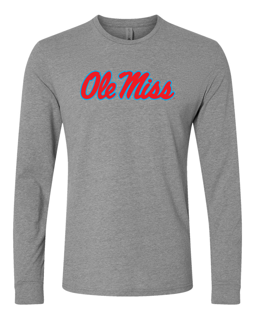 Next Level Ole Miss Script Long Sleeve Tee - Gray