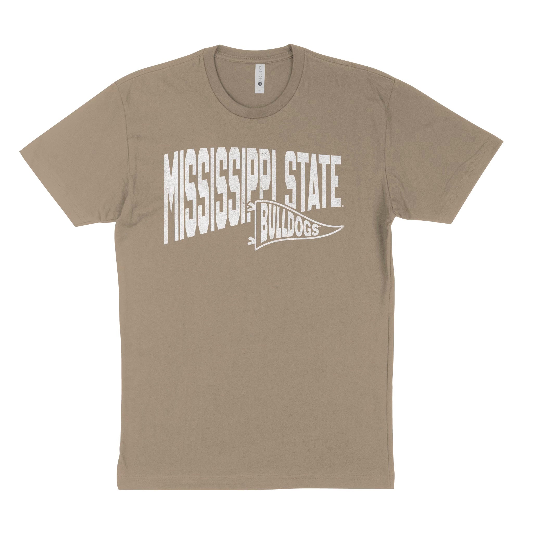 Next Level Tan Mississippi State Tee with Pennant