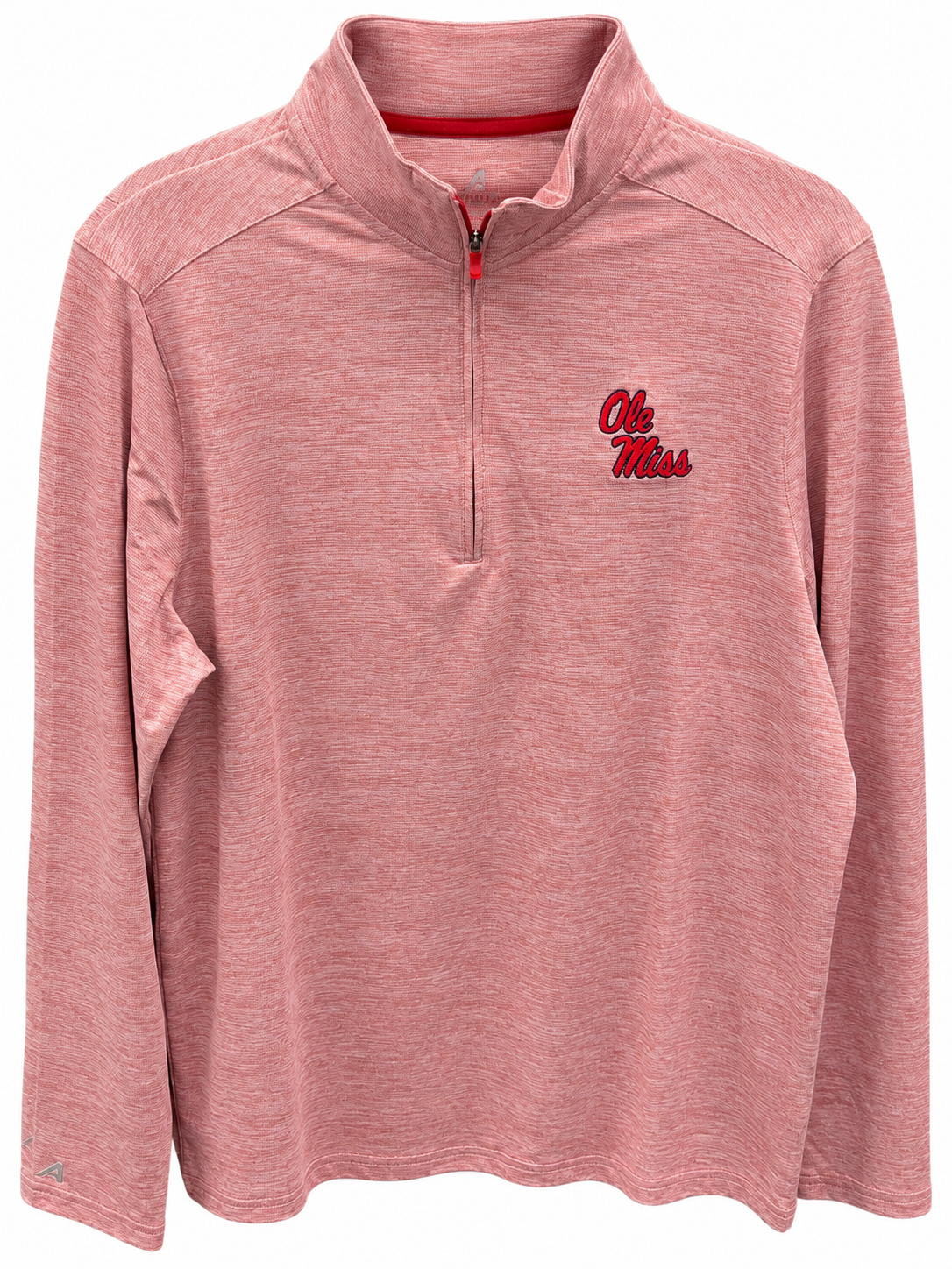 Antigua Ole Miss "Endless" Pullover - Heather Red with Stack Script