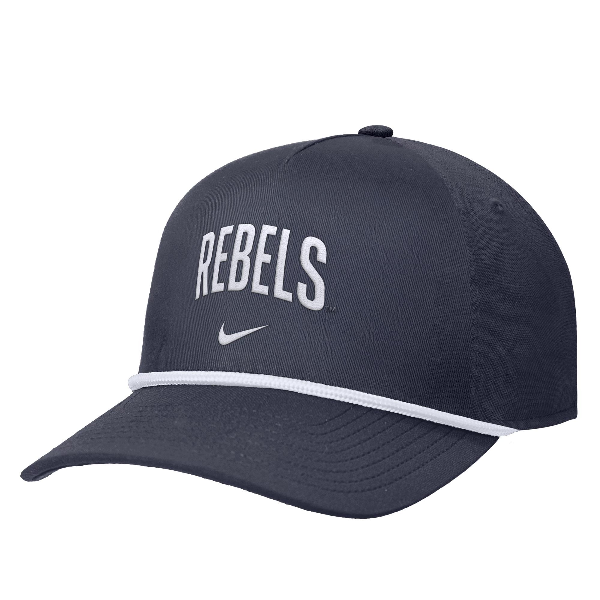 Nike Ole Miss Rise Cap - Navy Rope Cap with REBELS