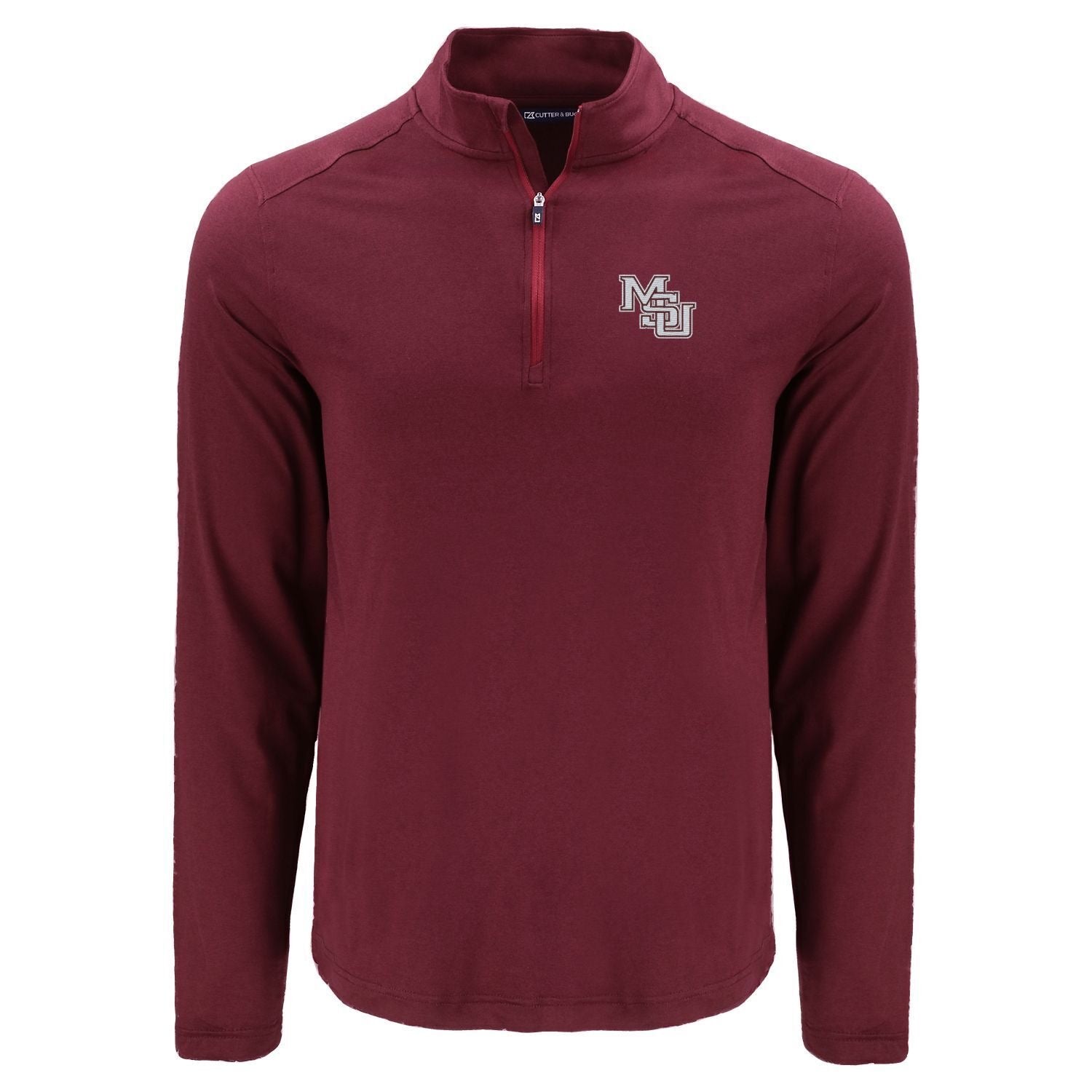 Cutter and Buck Coastline Epic Comfort Eco 1/4 Zip with Interlocking MSU - Maroon