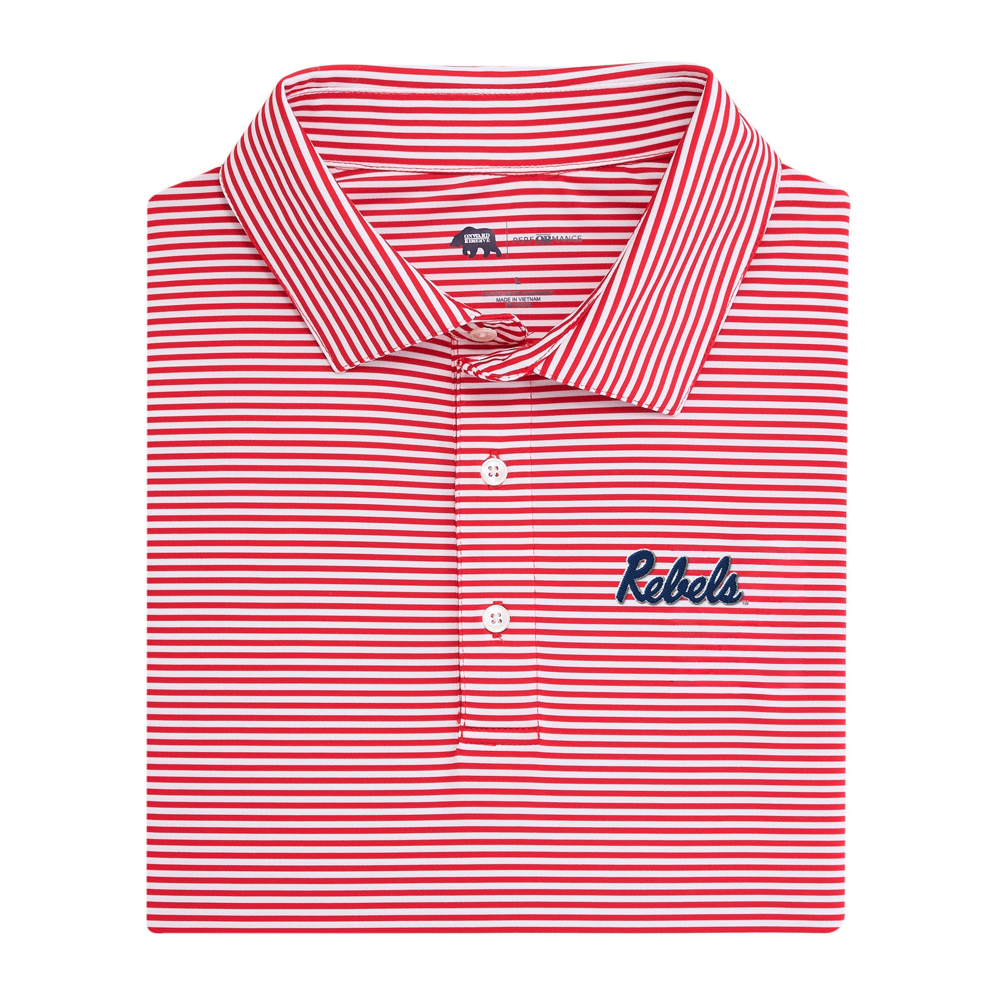 Ole Miss Echo Stripe performance - Red and White Stripe with Rebels Script