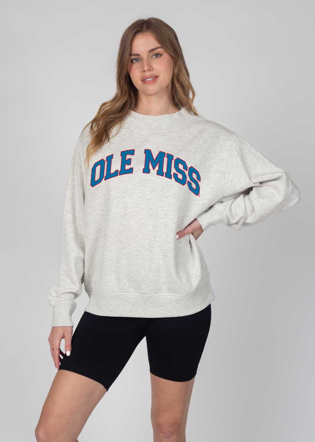 Ole Miss "Hampton" Mockneck Sweatshirt - Ash Grey