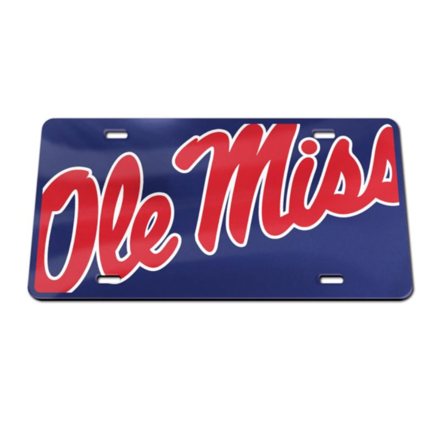Ole Miss Oversized Script License Plate - Navy