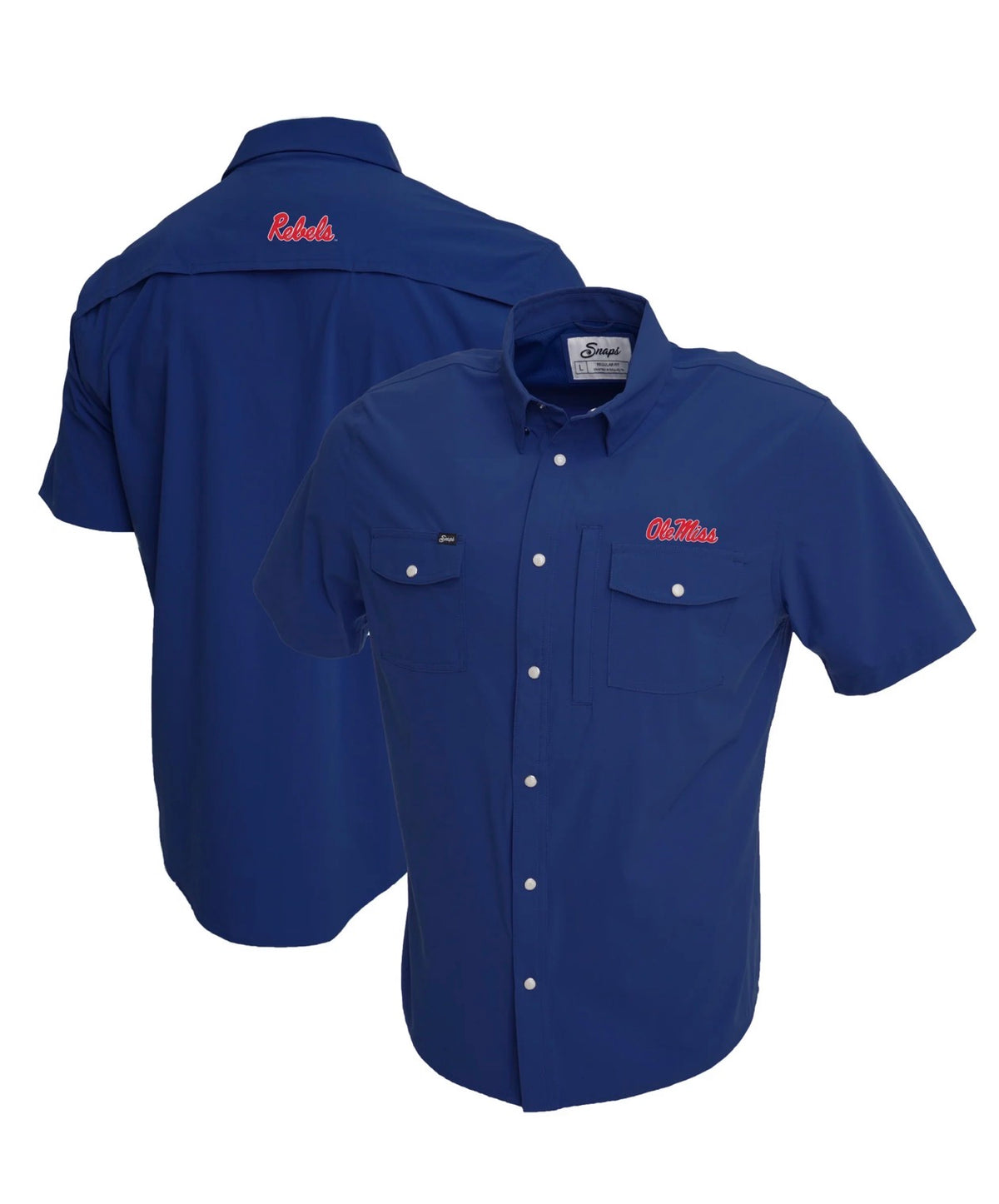 Tailgater Pearl Snap Button Down Short Sleeve Shirt - Navy